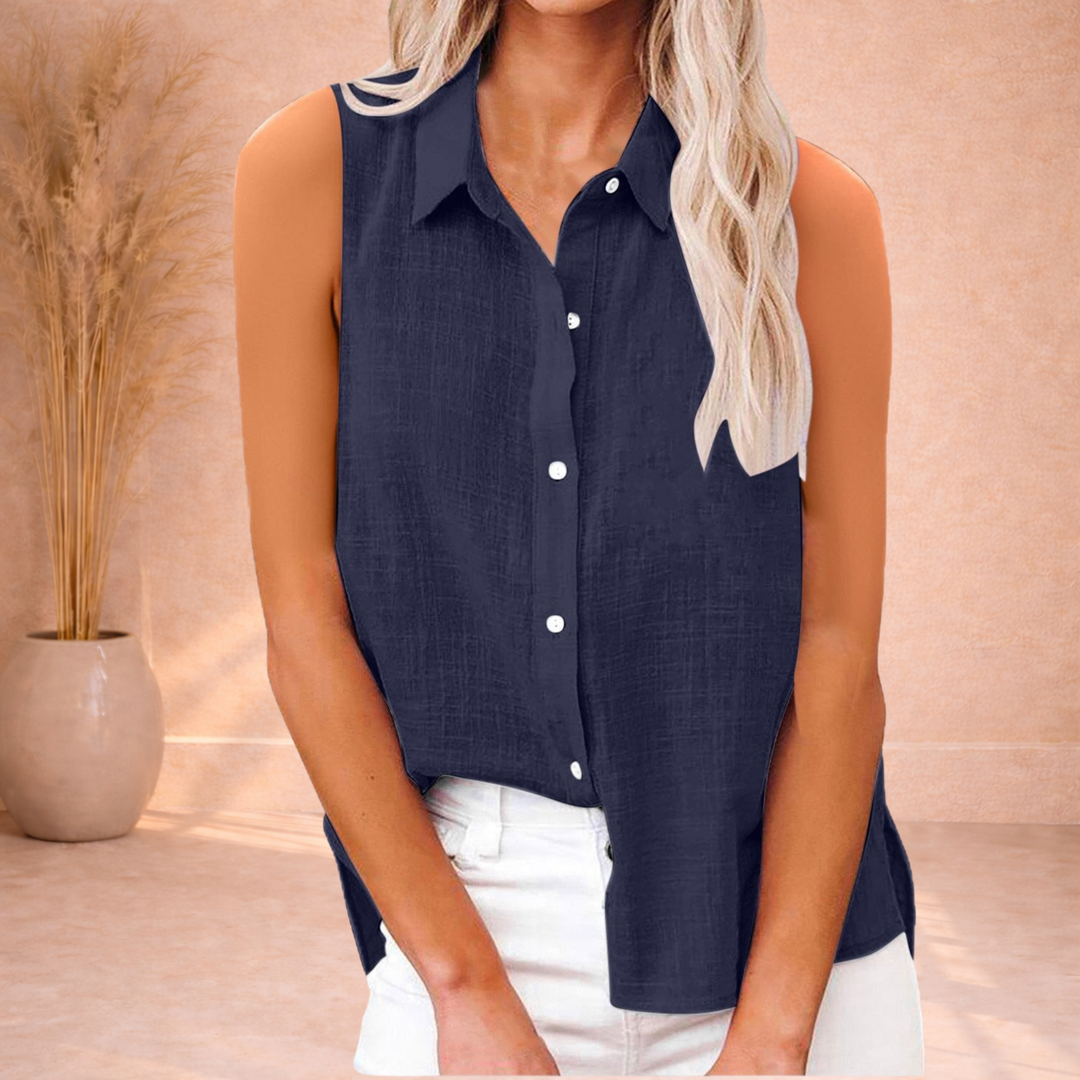 Avelin | Mouwloze Blouse met Knopen