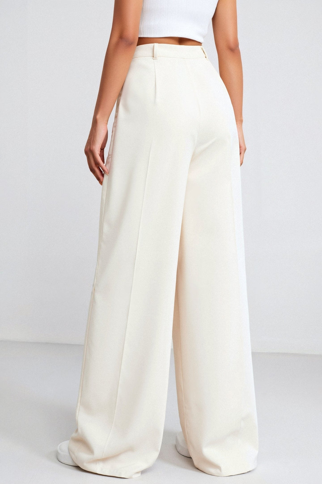 Amélie | Elegante Wide Leg Pantalon in Crème