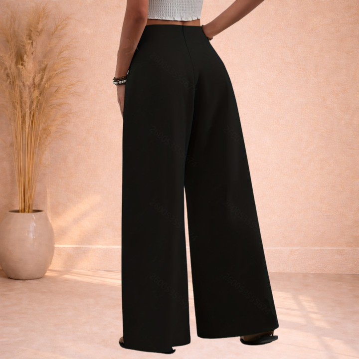 Olivia | Wijde Broek met Hoge Taille en Plooien