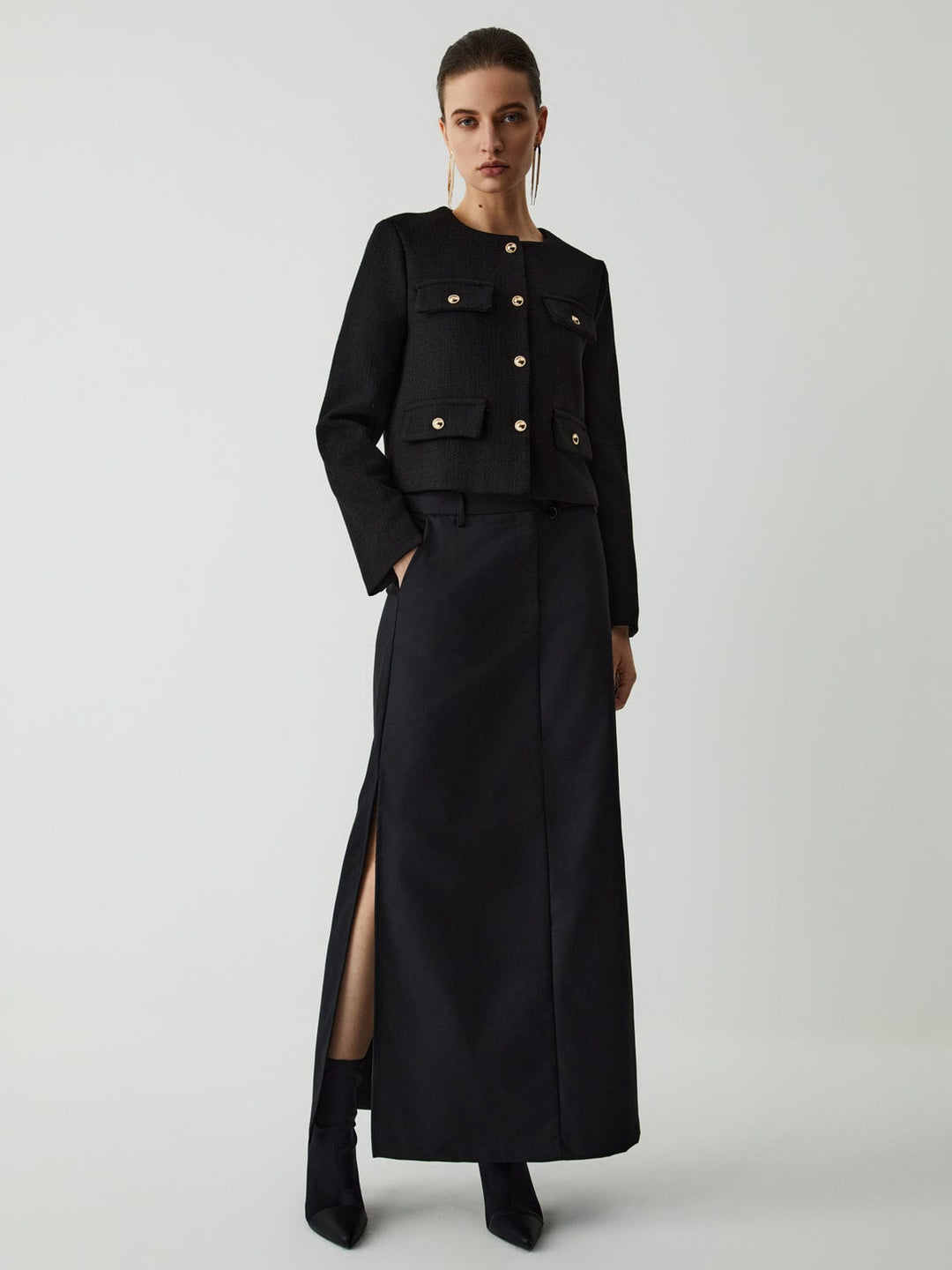 Chloé | Cropped Blazer met Goudkleurige Knopen