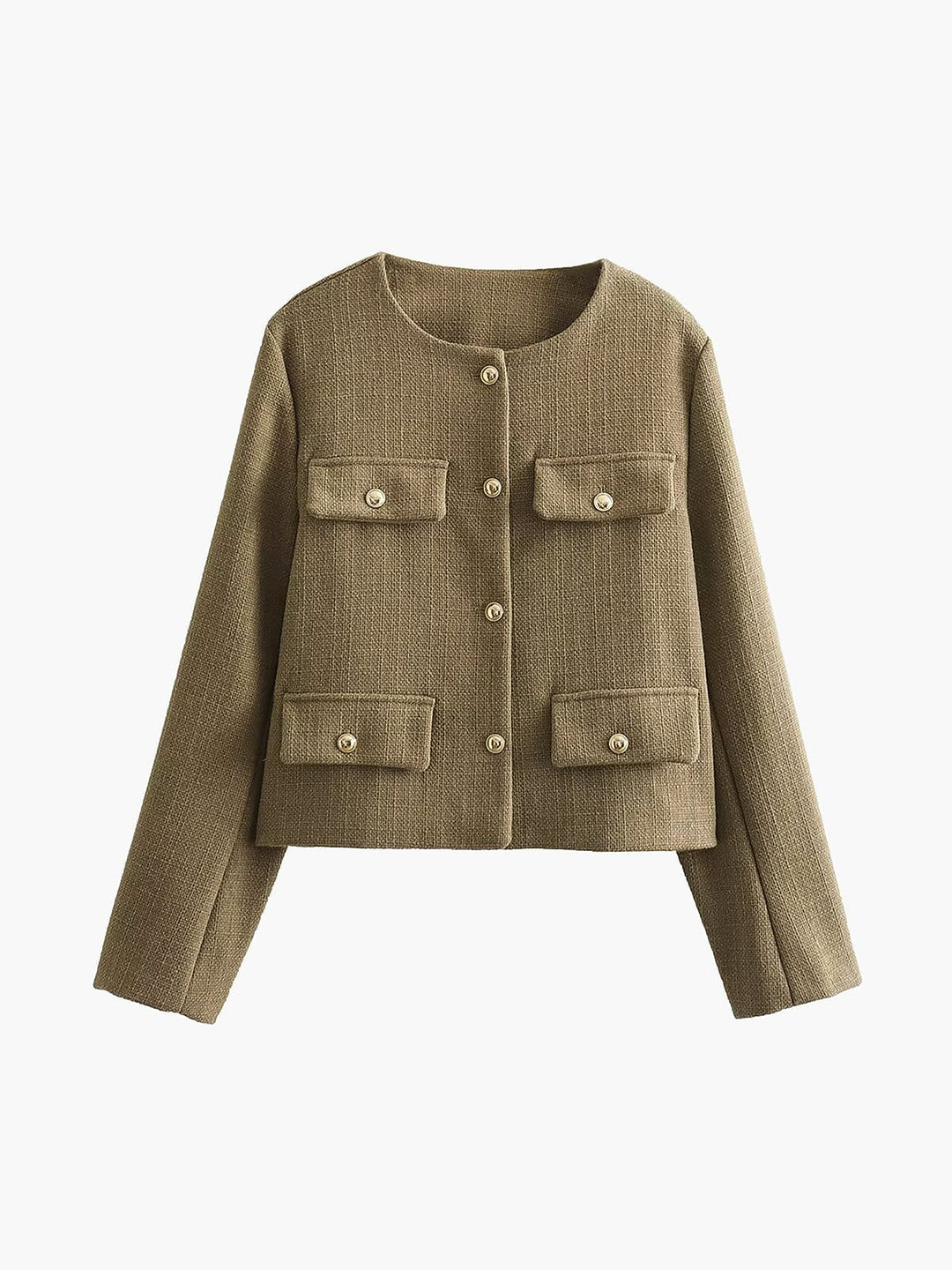 Chloé | Cropped Blazer met Goudkleurige Knopen