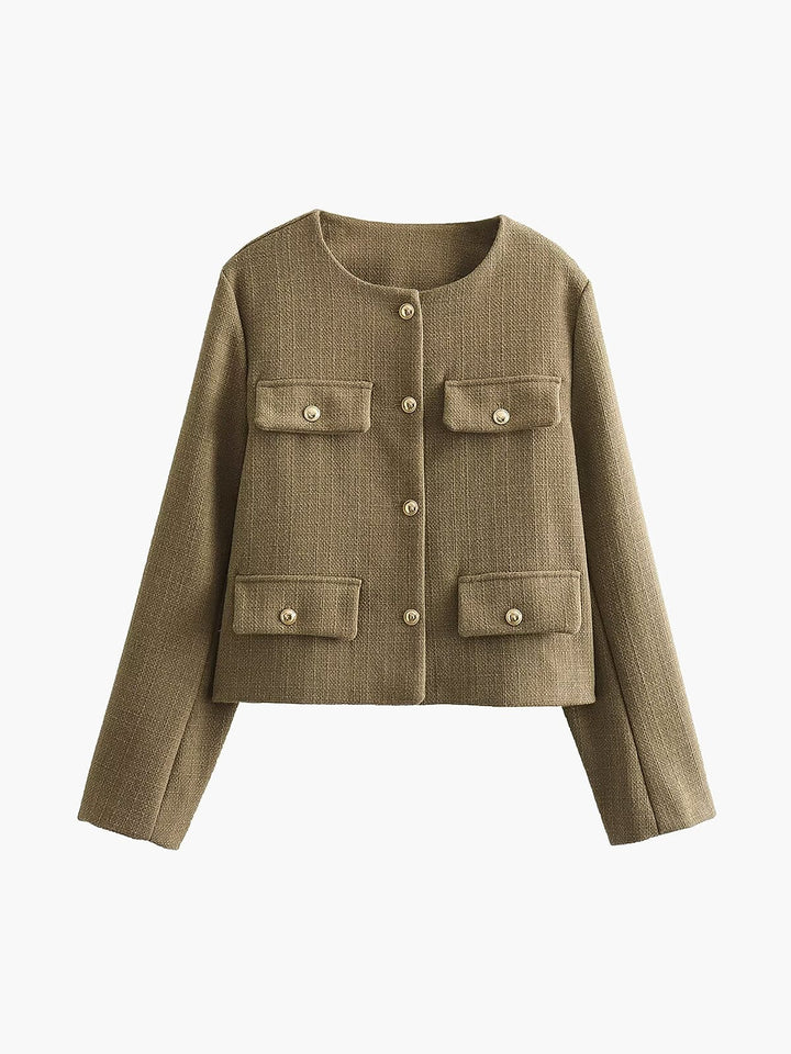 Chloé | Cropped Blazer met Goudkleurige Knopen