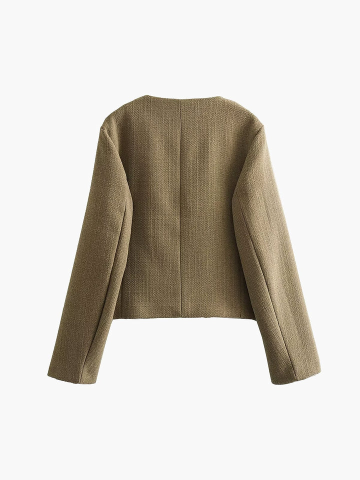 Chloé | Cropped Blazer met Goudkleurige Knopen
