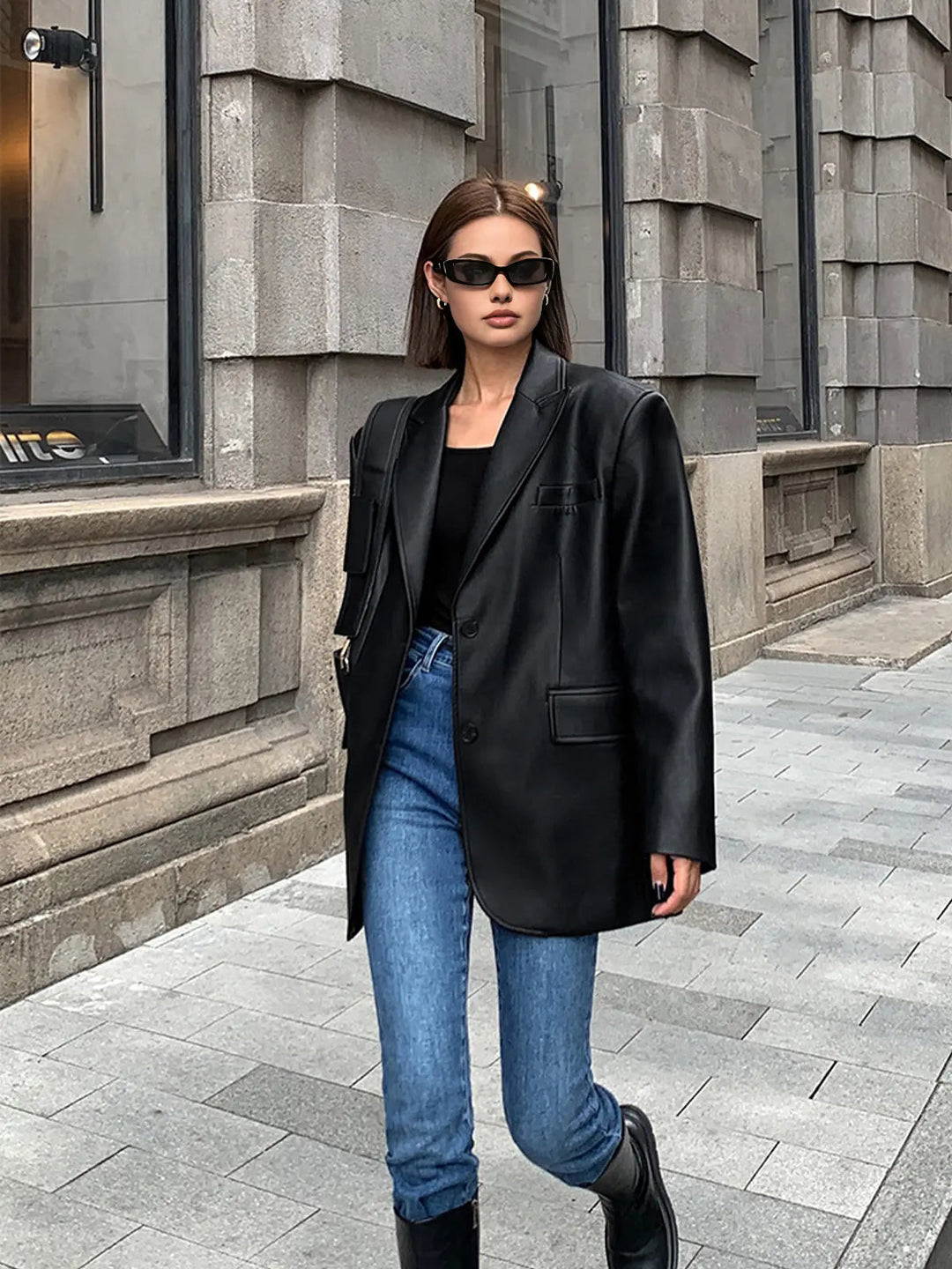 Noa | Faux Leather Blazer