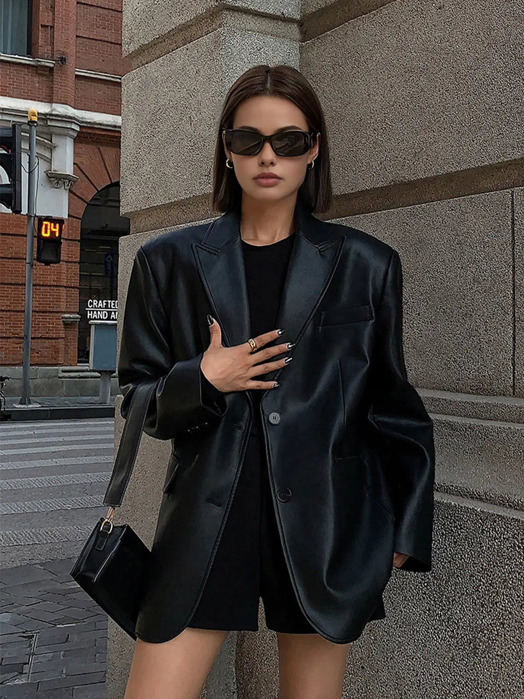 Noa | Faux Leather Blazer