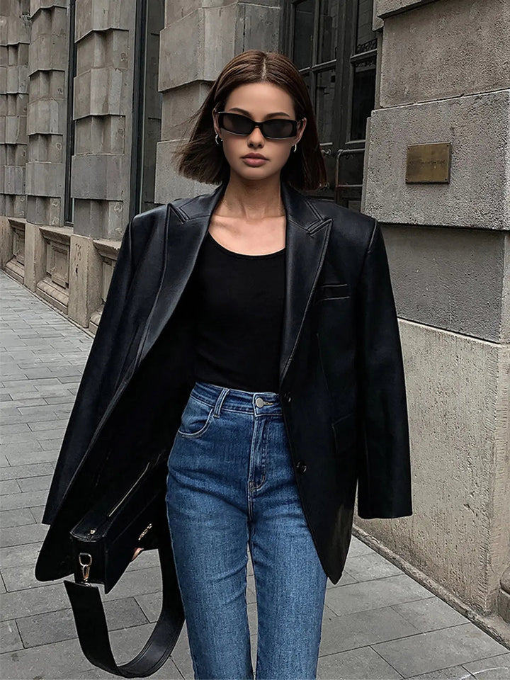 Noa | Faux Leather Blazer