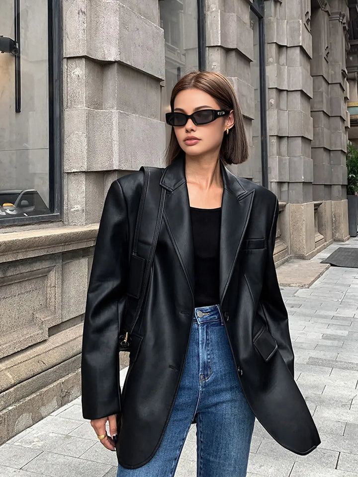 Noa | Faux Leather Blazer