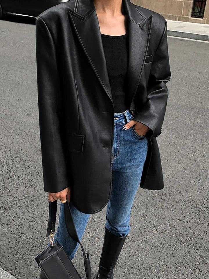 Noa | Faux Leather Blazer