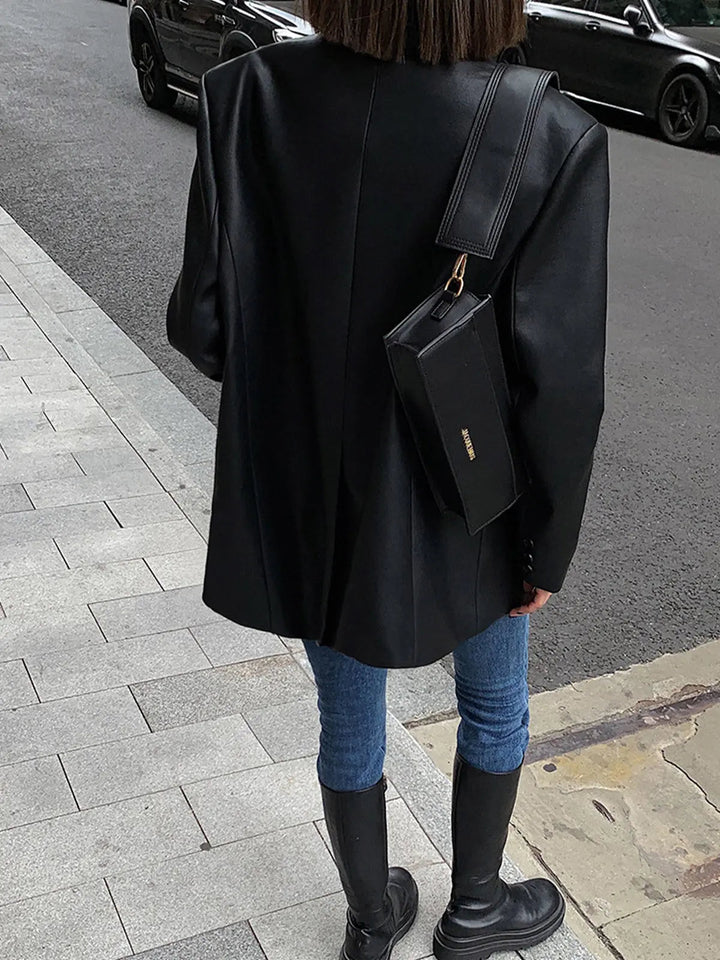 Noa | Faux Leather Blazer