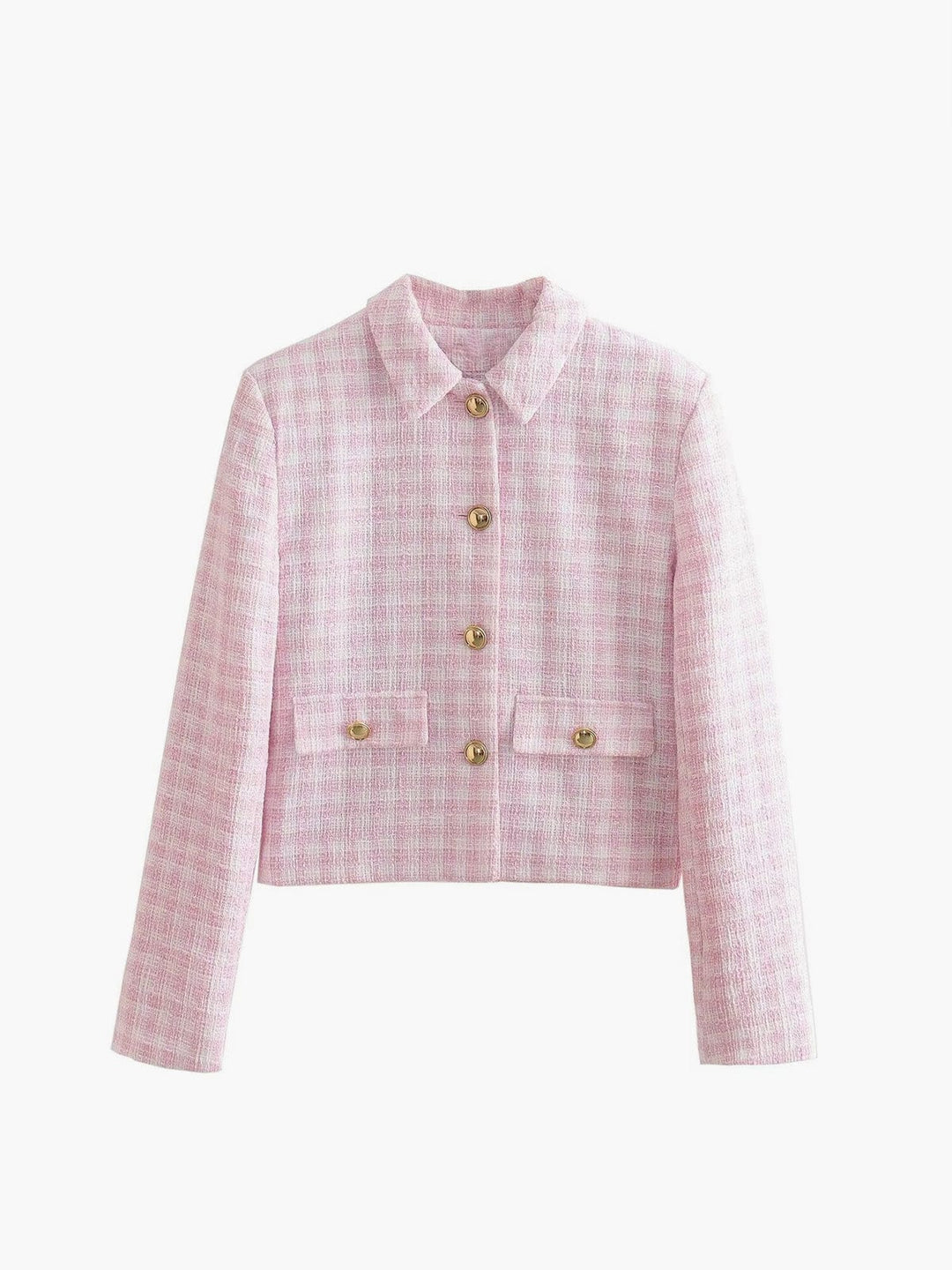 Lieke | Tweed Cropped Jacket in Roze
