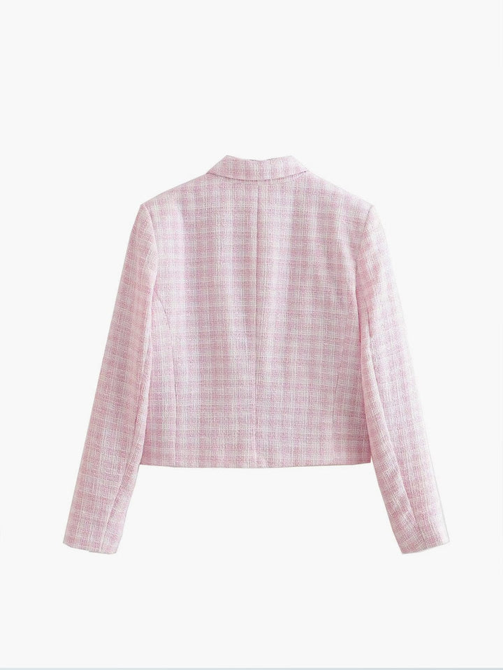 Lieke | Tweed Cropped Jacket in Roze