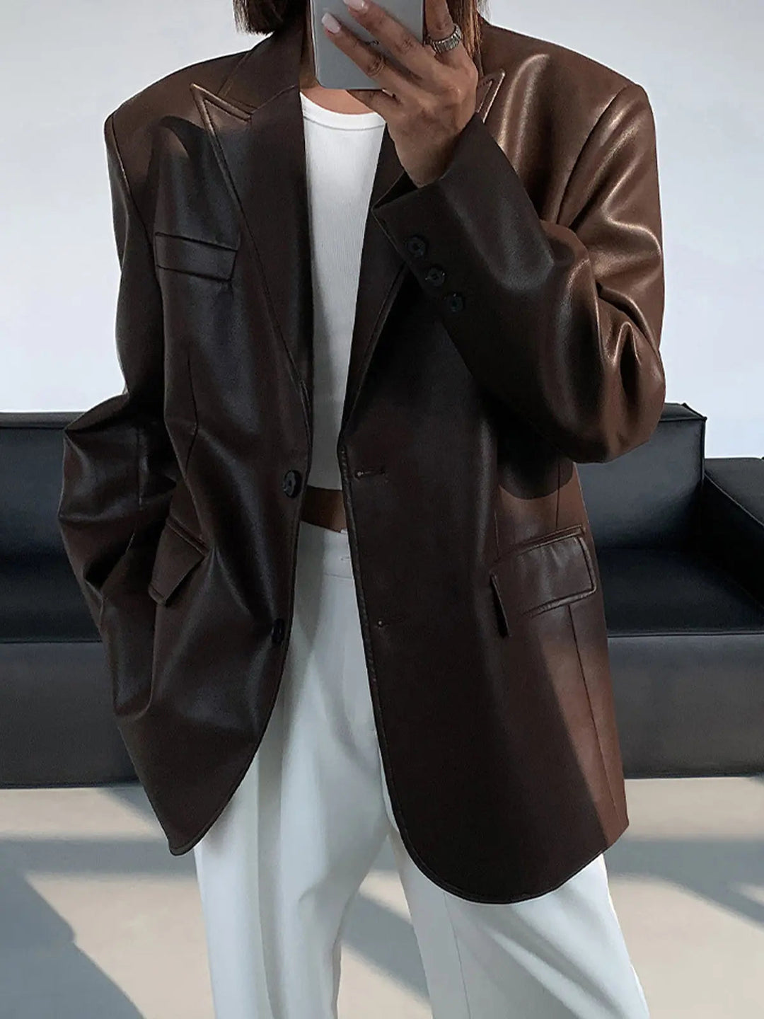 Noa | Faux Leather Blazer