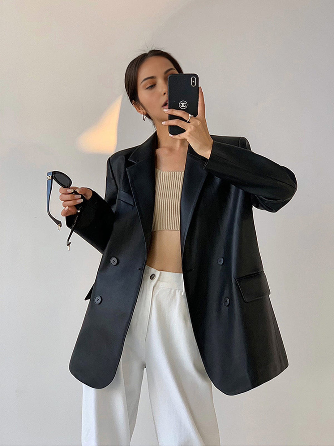 Bente | Oversized Blazer van Kunstleer