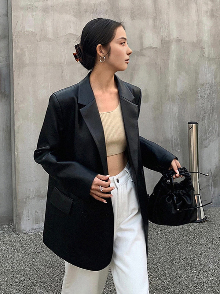 Bente | Oversized Blazer van Kunstleer