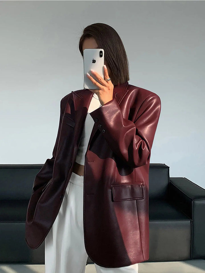 Noa | Faux Leather Blazer