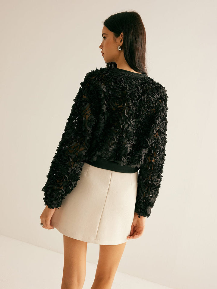 Elise | Textured Jacket met 3D Details