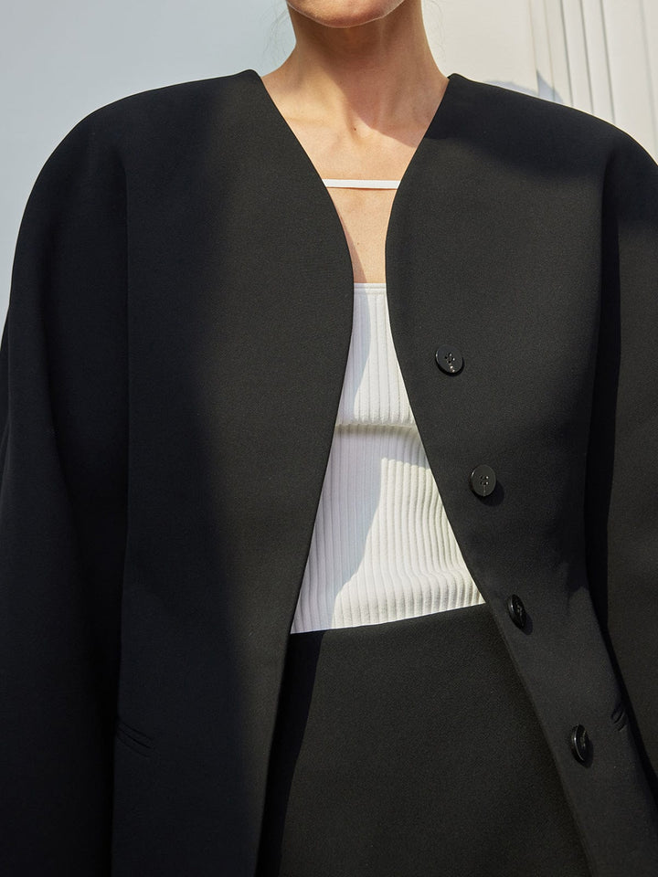 Maison | Minimalistische Blazer zonder Kraag