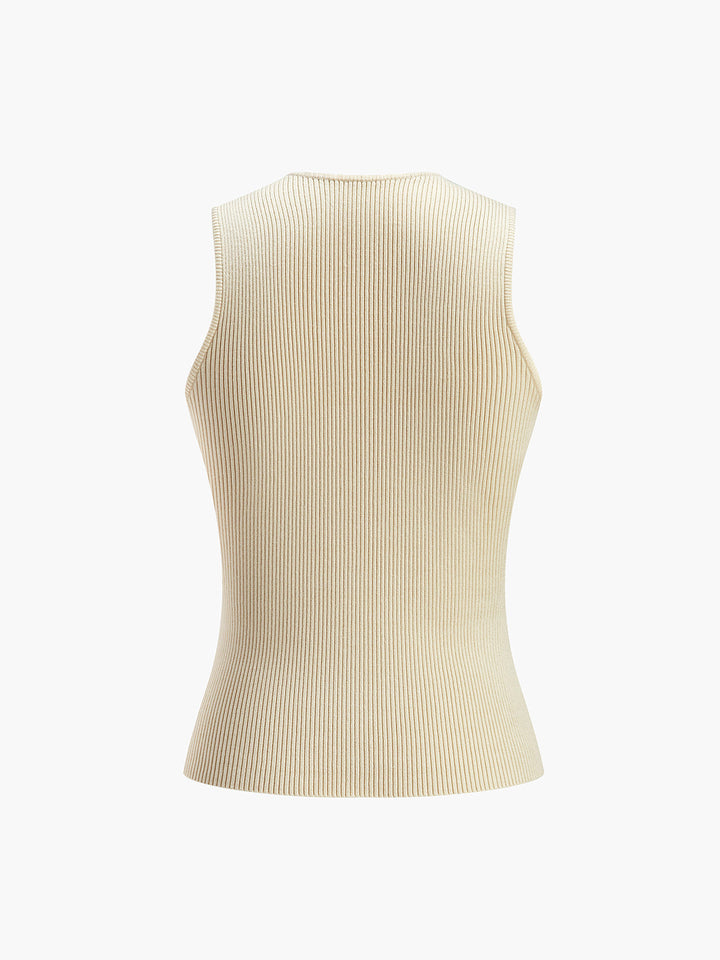 Femke | Ribbed Top met Subtiel Patroon