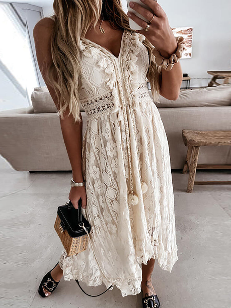 Isla | Bohemian Lace Maxi Jurk