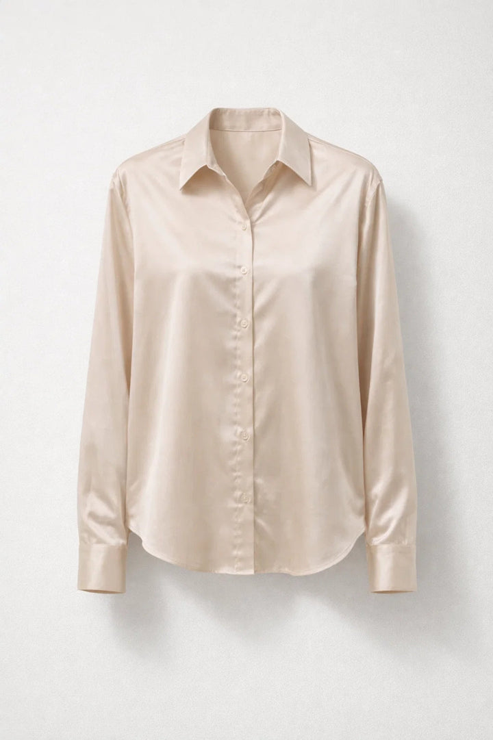 Ceren | Satijnen Damesblouse met Lange Mouwen