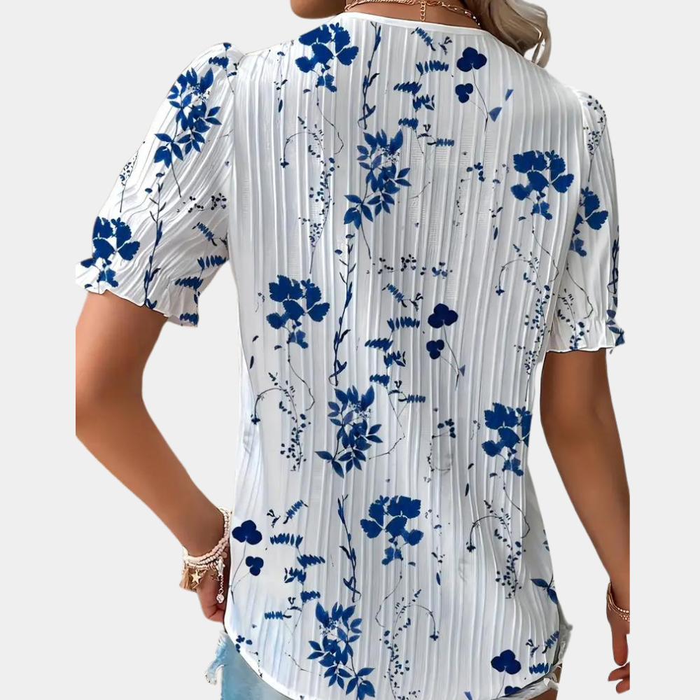 Livia | Bloemen Blouse met Kantdetail