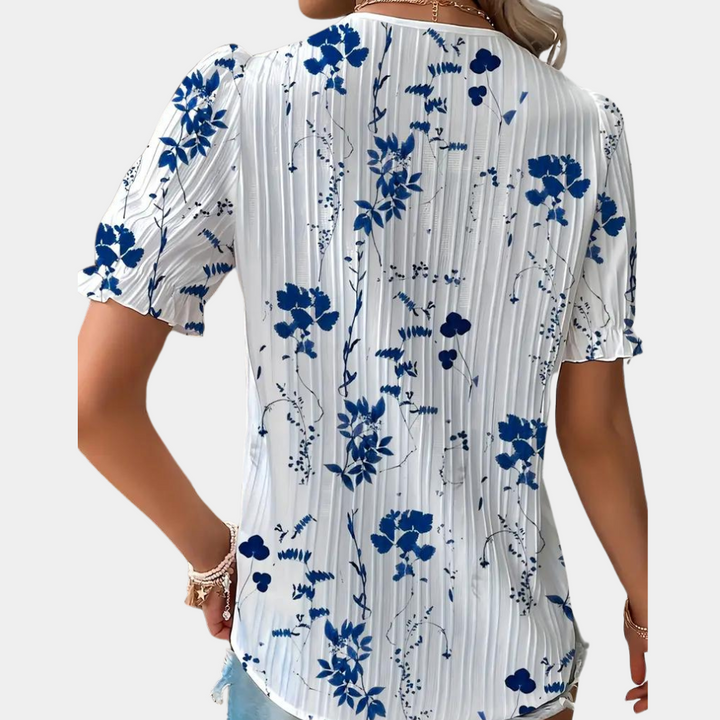 Livia | Bloemen Blouse met Kantdetail
