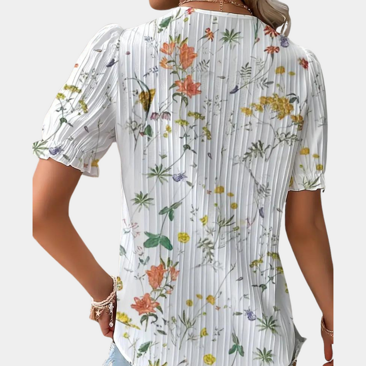 Livia | Bloemen Blouse met Kantdetail