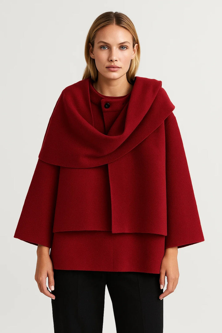 Aya | Oversized Poncho Trui met Hoge Kraag