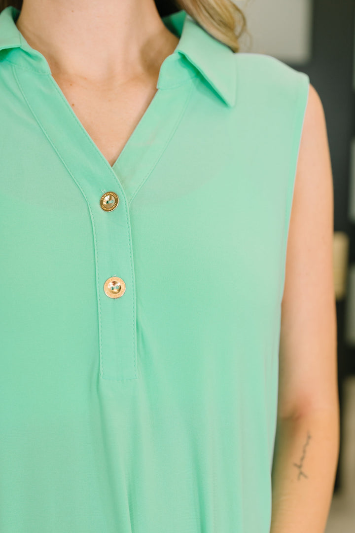 Lina | Mouwloze Jurk met Knoopdetail