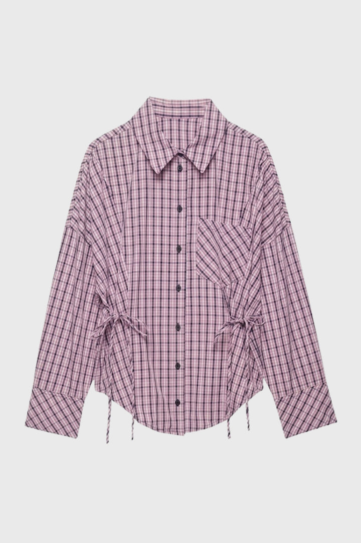 Annabel | Geruite Blouse met Koord