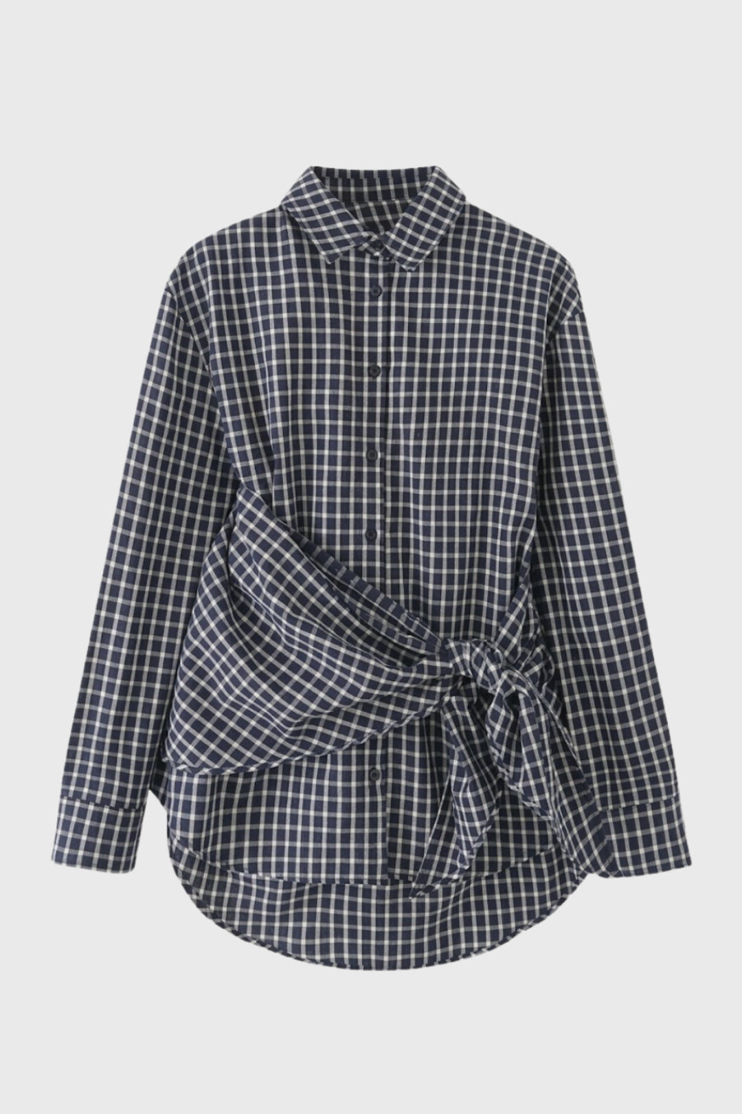 Angelina | Geruite Blouse met Strikdetail