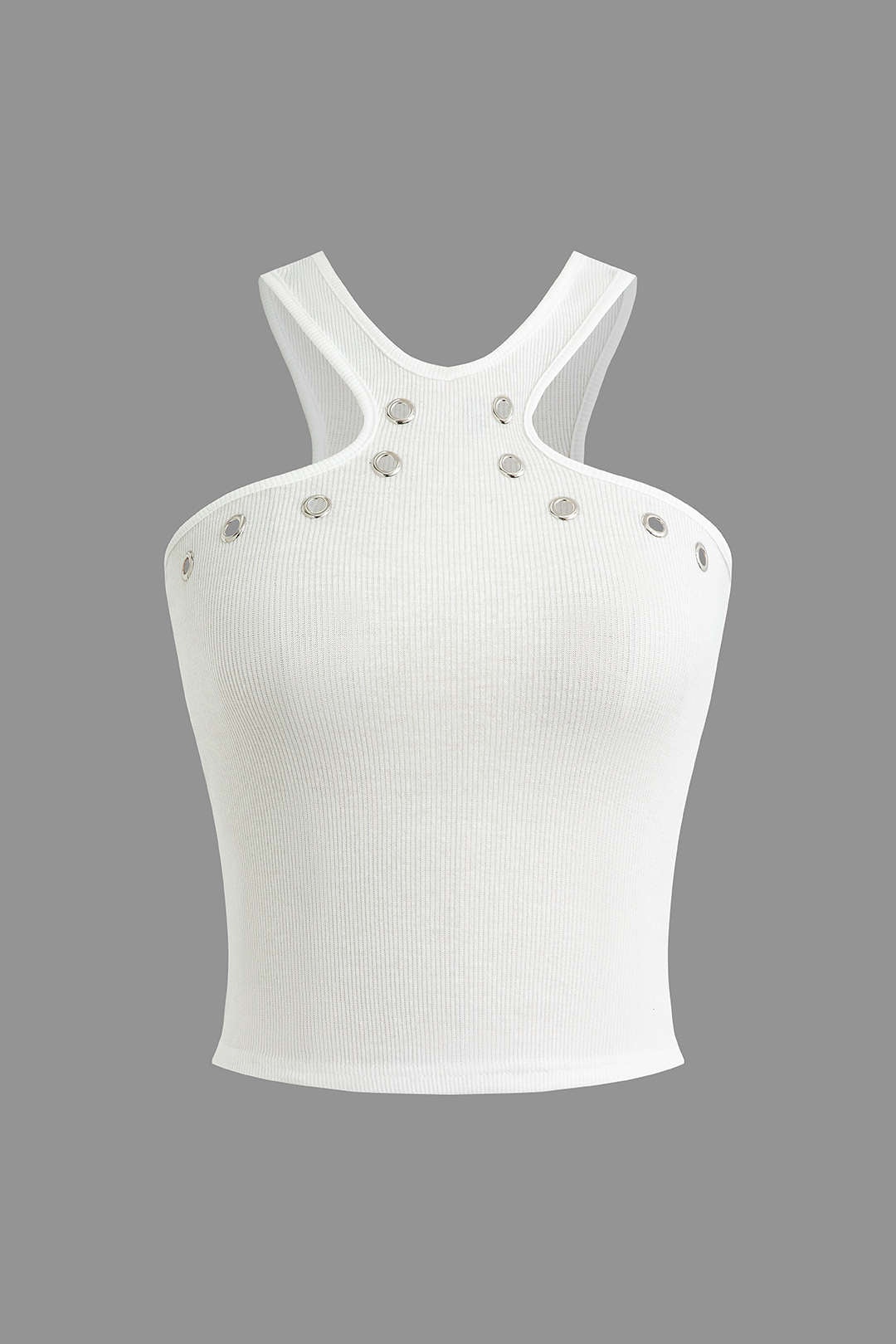 Noor | Ribbed Halter Top met Eyelet Details
