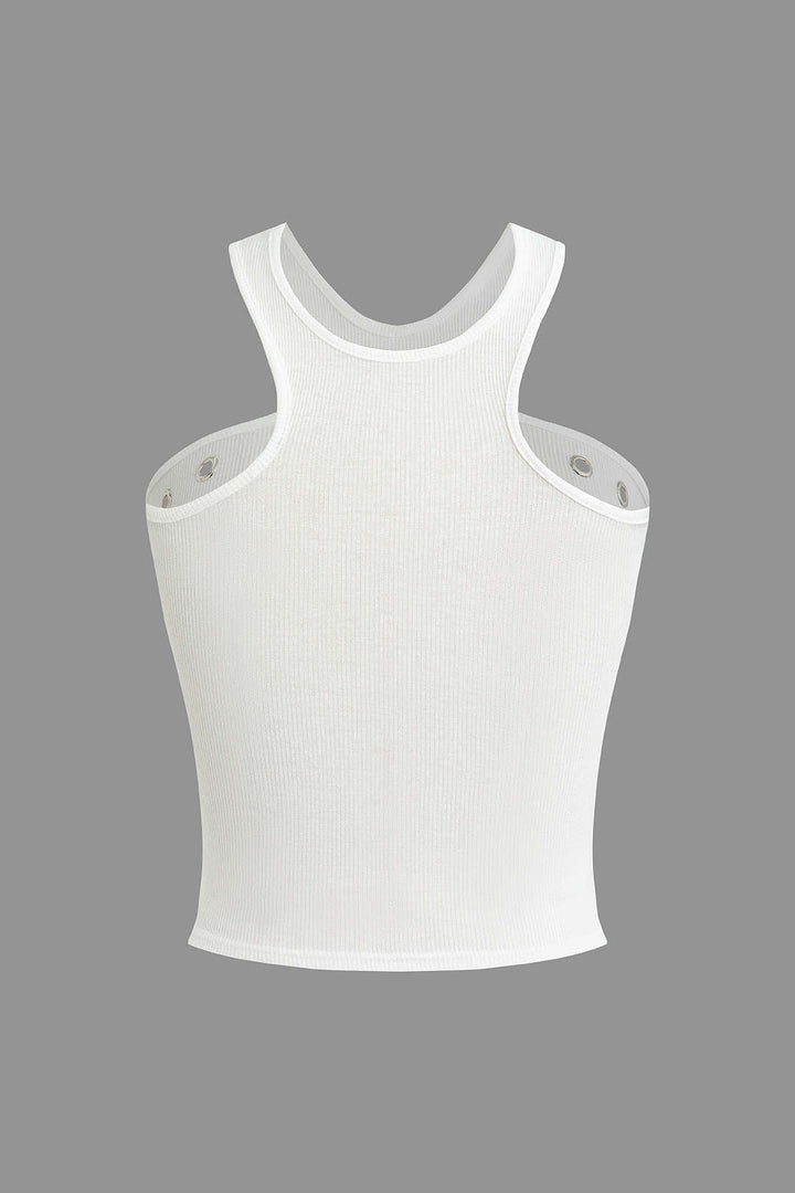 Noor | Ribbed Halter Top met Eyelet Details