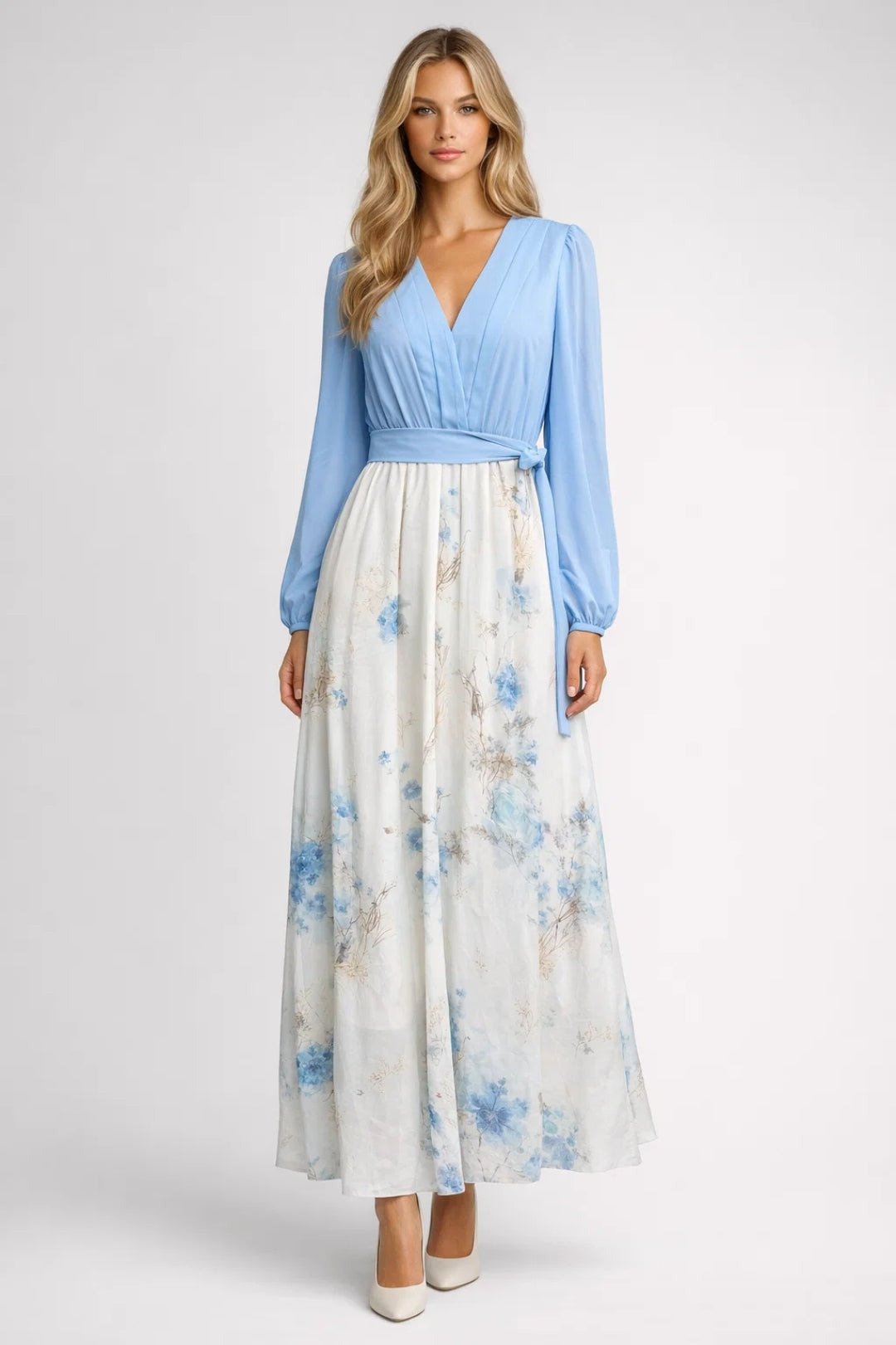 Livia | Romantische Maxi Jurk met Bloemenprint en Strikdetail