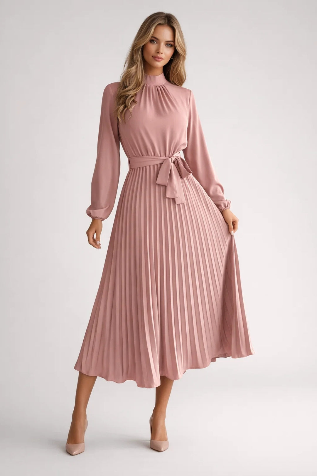 Amara | Elegante Midi Jurk met Ceintuur
