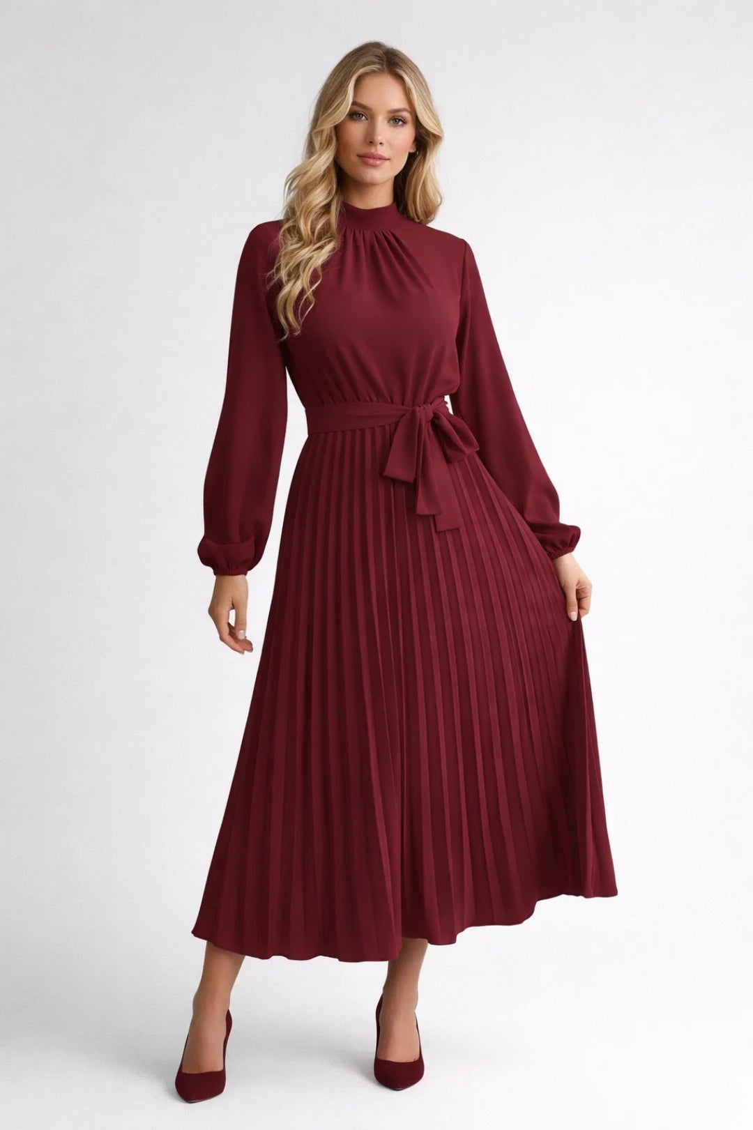 Amara | Elegante Midi Jurk met Ceintuur