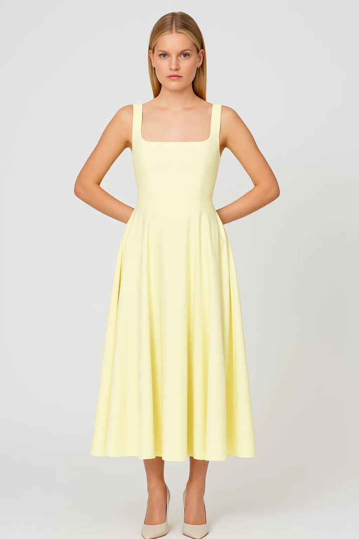 Sophie | Midi Jurk met Vierkante Halslijn