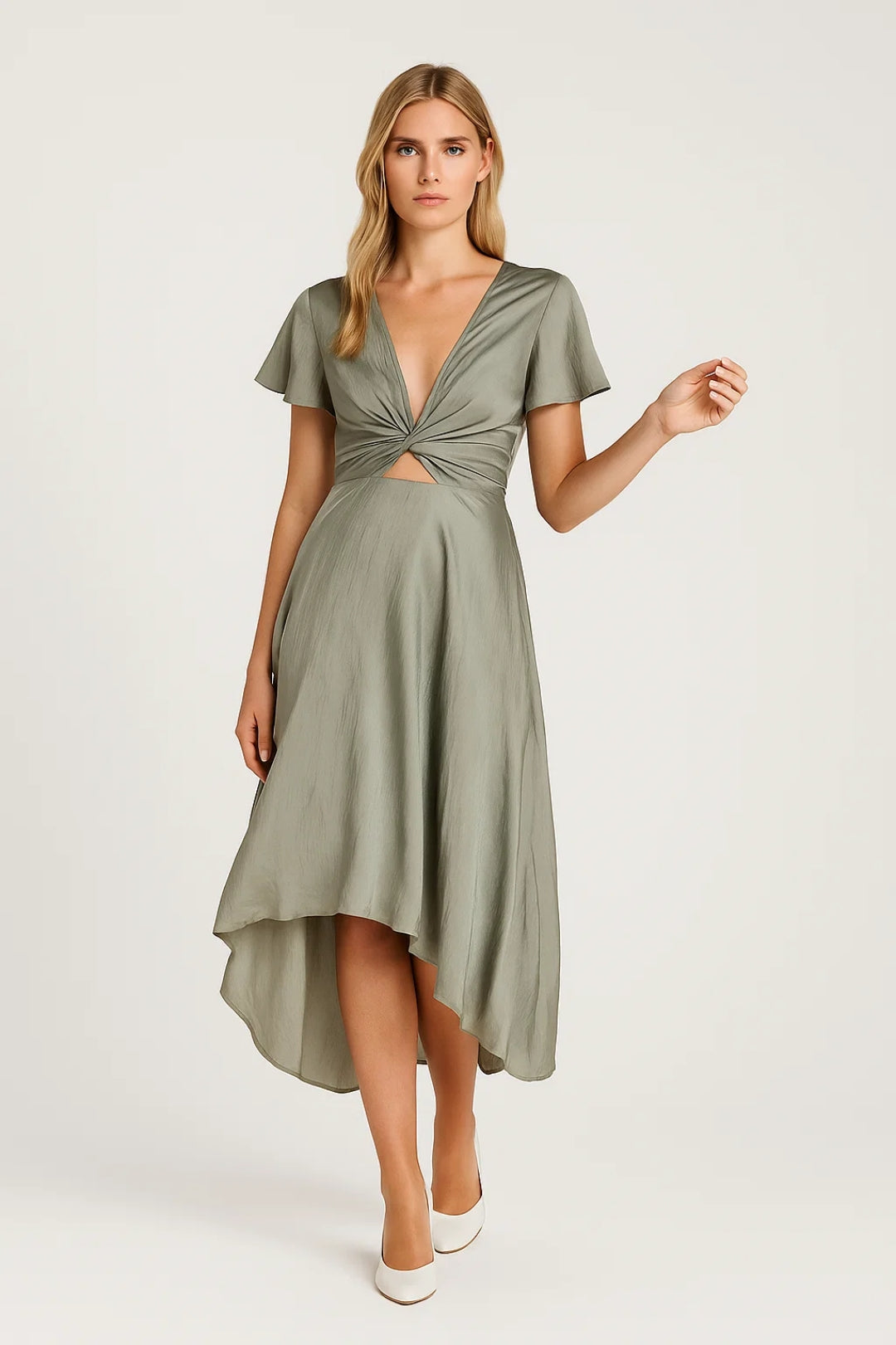 Mila | Asymmetrische Midi Jurk met Twist Detail