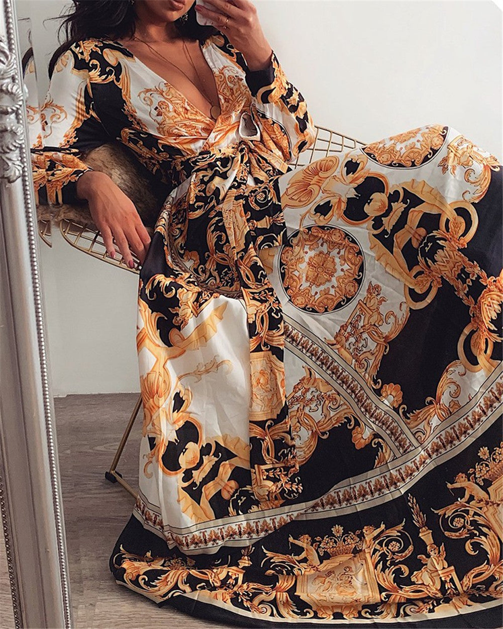 Cara | Bohemian Maxi Wikkeljurk met Print