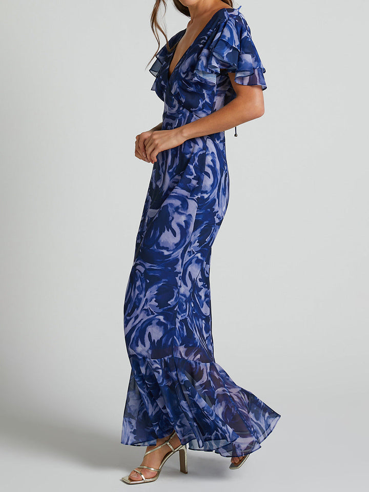 Fenna | Ocean Marble Maxi Jurk