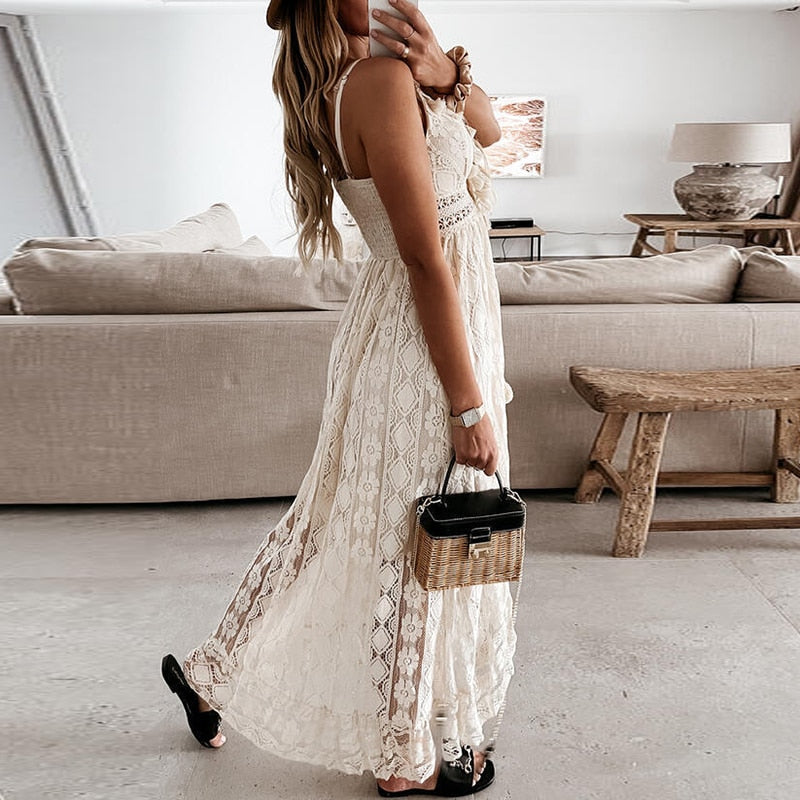 Isla | Bohemian Lace Maxi Jurk