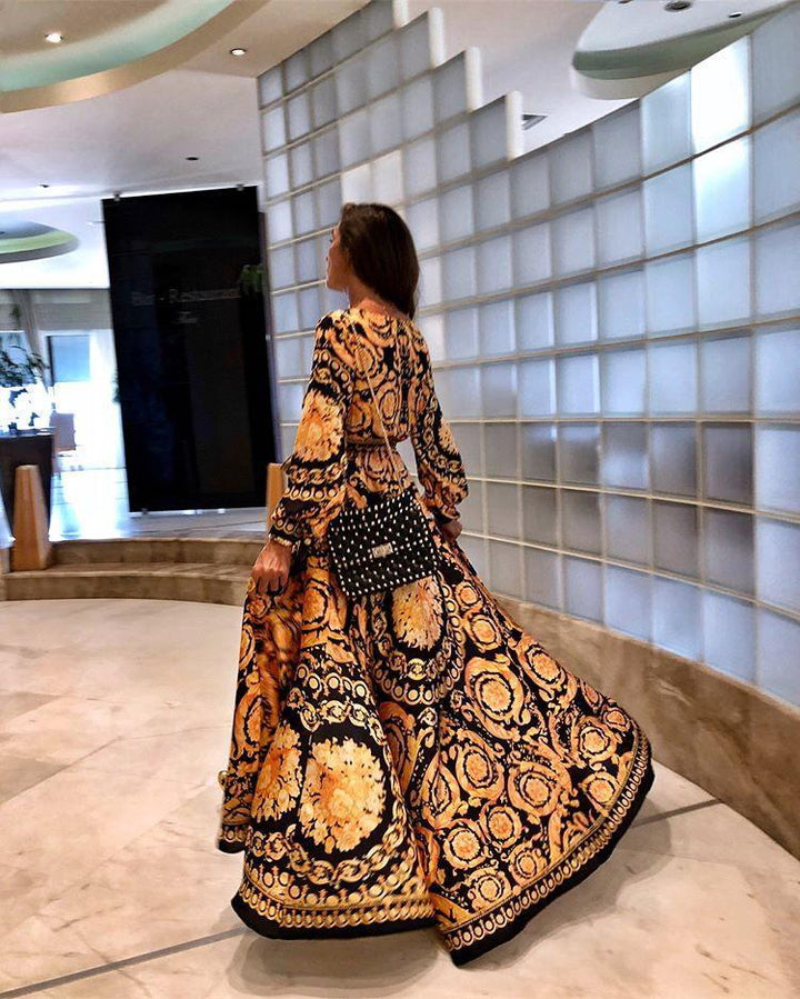 Cara | Bohemian Maxi Wikkeljurk met Print