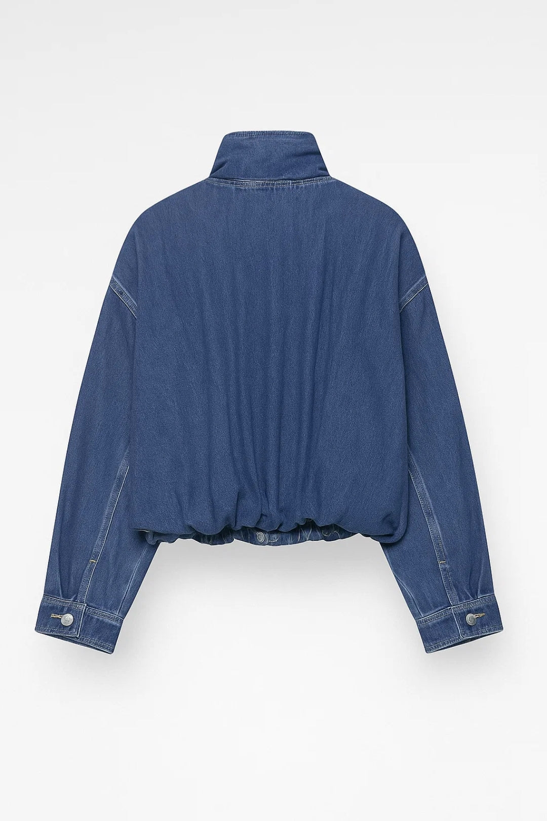 Anna | Oversized Denim Jas met Opstaande Kraag en Rits