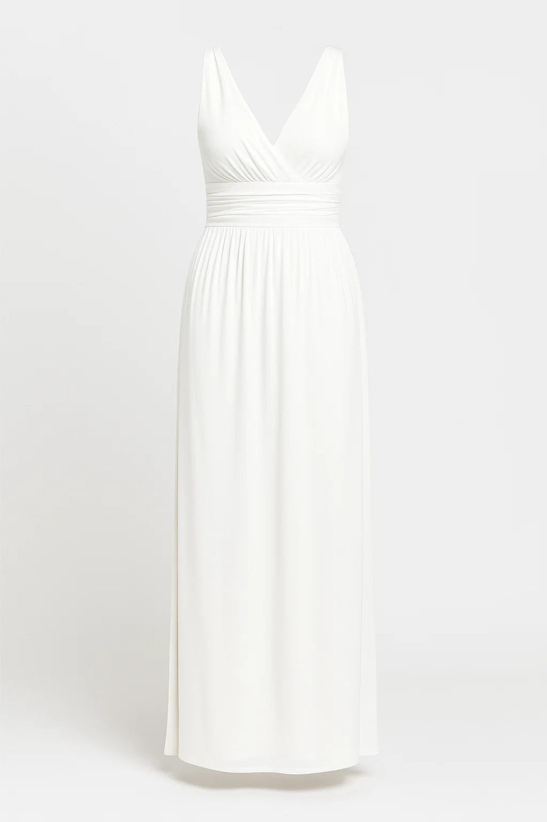 Camille | Witte Elegante V Hals Maxi Jurk