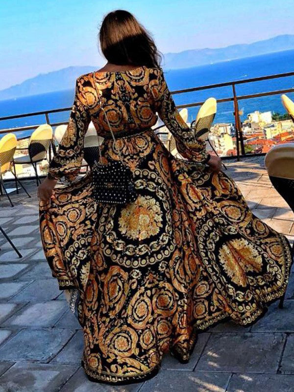 Cara | Bohemian Maxi Wikkeljurk met Print