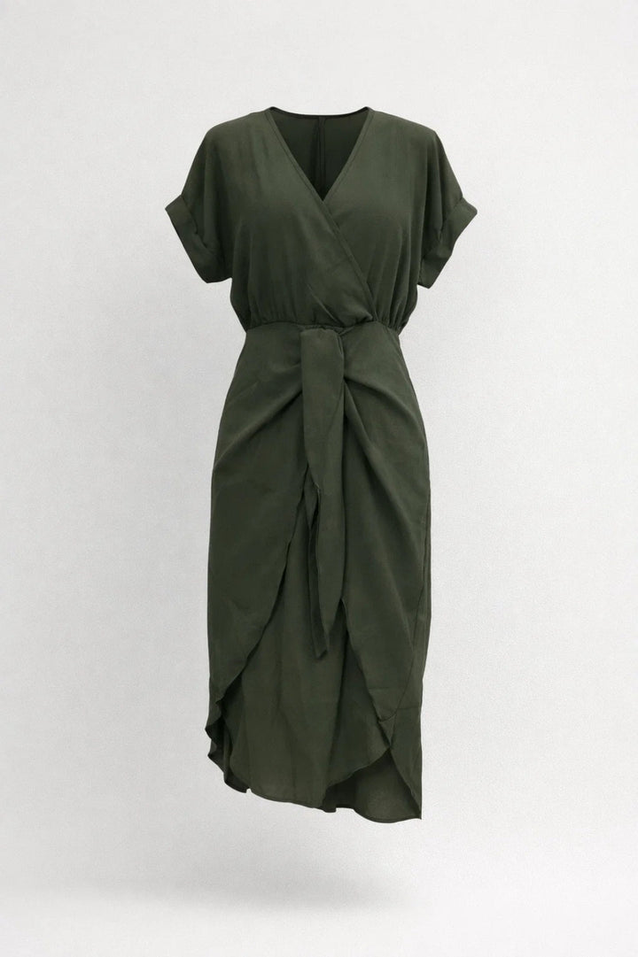Sophie | Overslag Midi Jurk met Tailleband