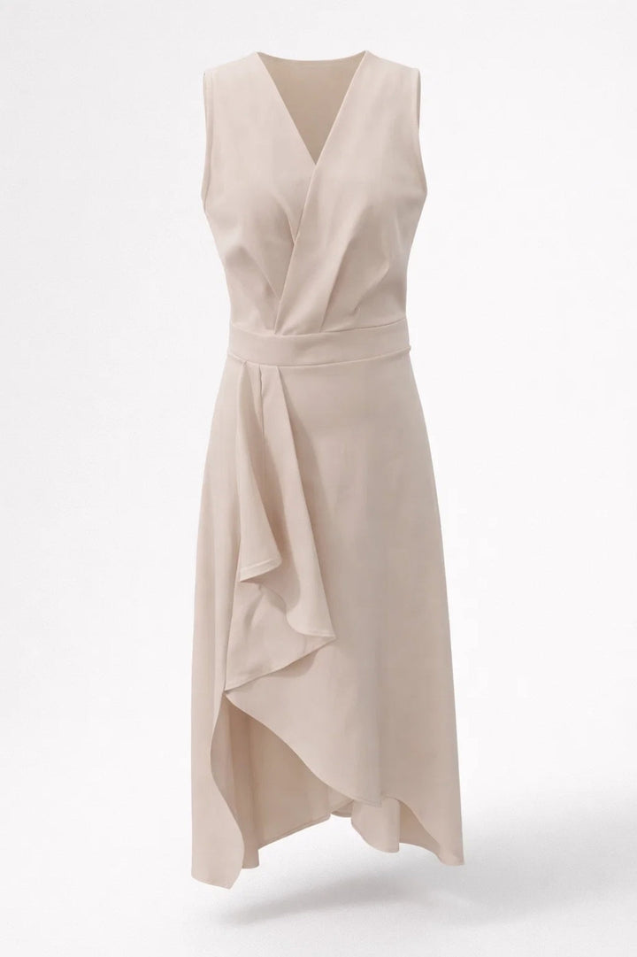 Elise | Overslag Midi Jurk met Asymmetrische Zoom