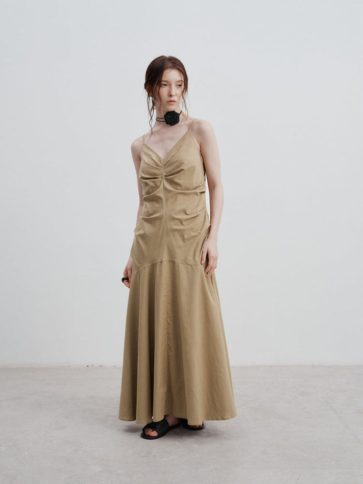 Yara | Maxi Jurk met Geplooid Detail