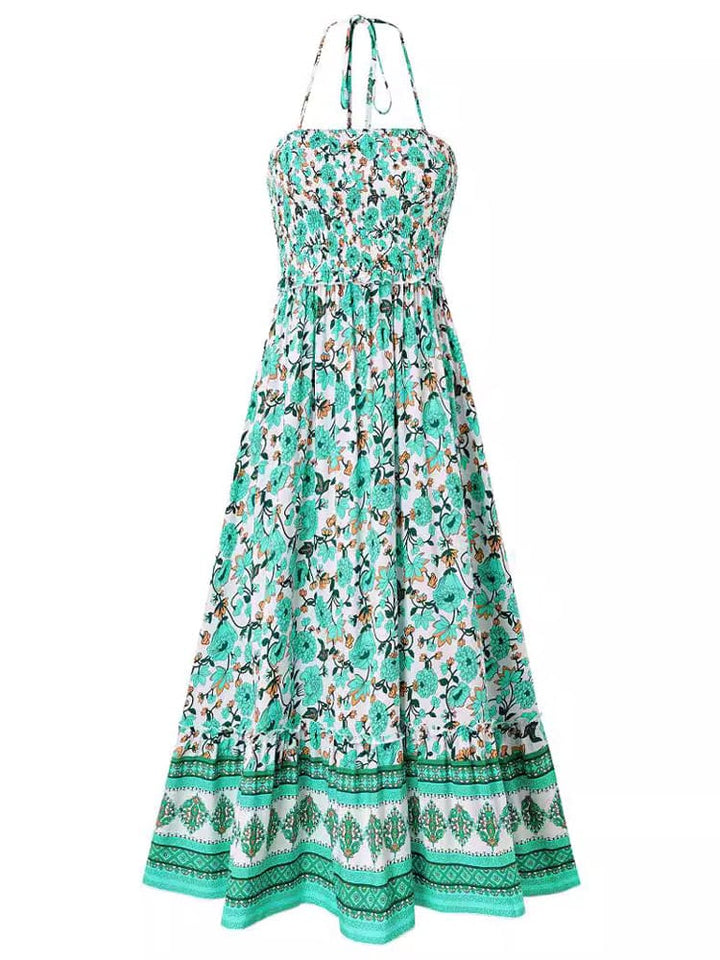 Elise | Midi Jurk met Bloemenprint en Halterdetail
