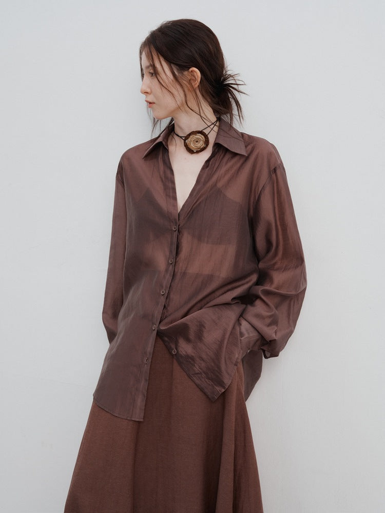 Aysel | Blouse met Satijnlook en Relaxte Fit